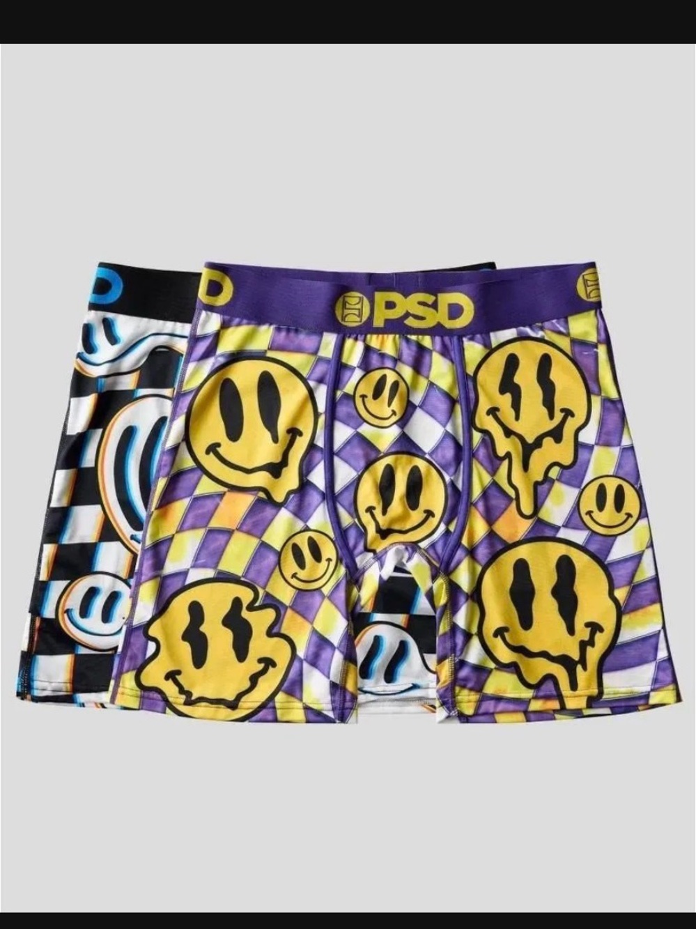 PSD Purple & Yellow Smiley-Print Boxer Briefs